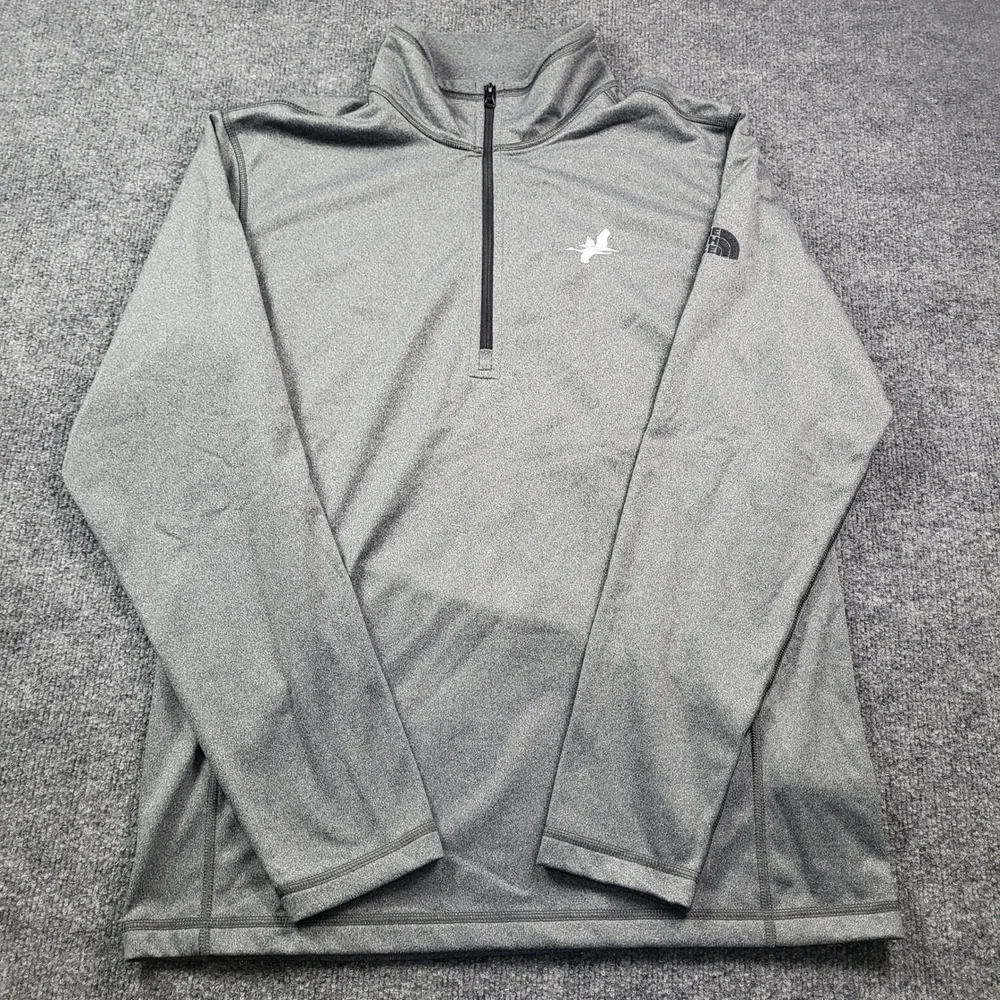 The North Face Mens‎ Gray Quarter Zip Pullover Bird Logo Size Medium